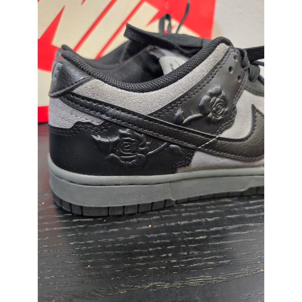 Nike Dunk Low Rose Black Grey Floral Embossed Sneakers HF1986-001 Size 7.5 - Picture 4 of 9
